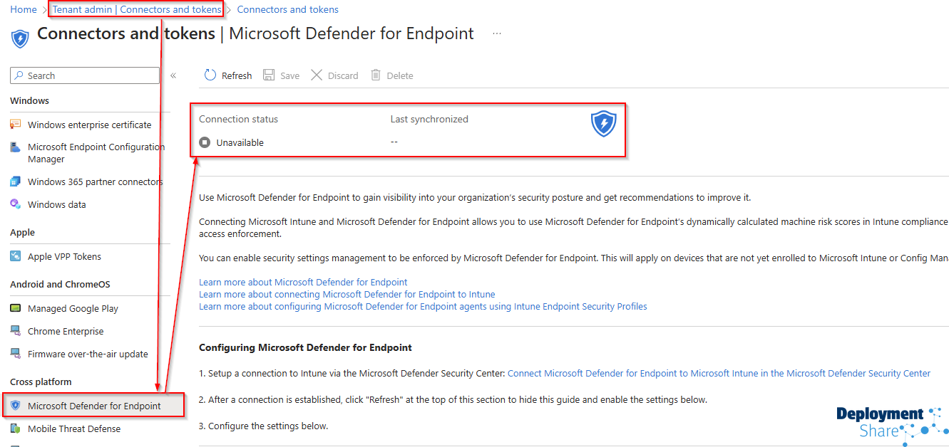 Connector and Token Configuration for MDE