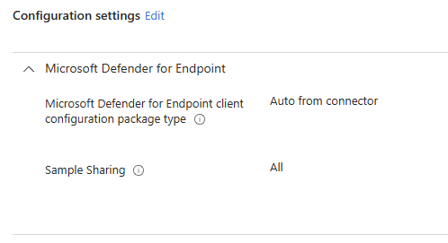 Endpoint Security Detection and Response Settings for Onboarding