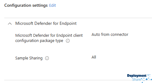 Endpoint Security Detection and Response Settings for Onboarding